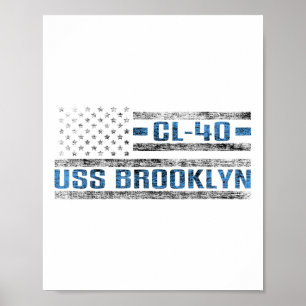 Uss Brooklyn World War Cruiser Cl-40 US Army Poster