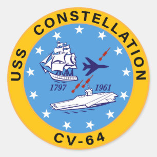 USS Constellation CV-64 Aircraft Carrier Insigna Runder Aufkleber
