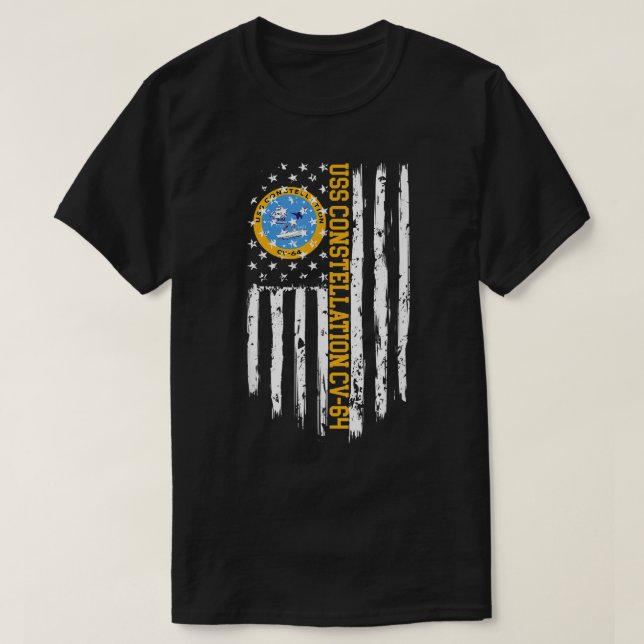 USS Constellation CV-64 American Flag T-Shirt (Design vorne)