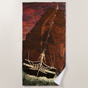USS CONSTITUTION ANCIENNE SERVIETTE DE PLAGE EN FE