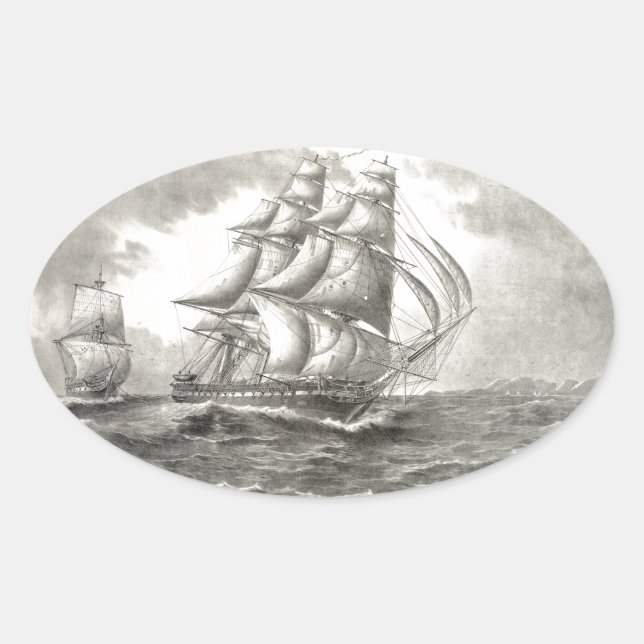 USS Constitution Ovaler Aufkleber (Vorderseite)