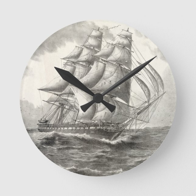 USS Constitution Runde Wanduhr (Vorderseite)