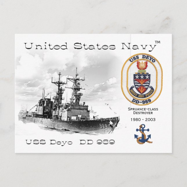 USS DEYO DD-989 DESTROYER - POSTCARD POSTKARTE (Vorderseite)
