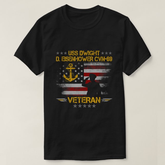 USS Dwight D. Eisenhower CVN-69 Aircraft Carrier V T-Shirt (Design vorne)
