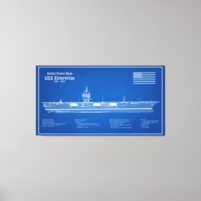 USS Enterprise (NCC-1701) - Pläne für Schiffskonze Leinwanddruck (Vorderseite)