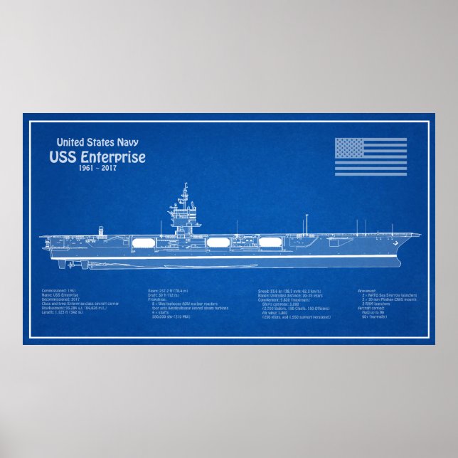 USS Enterprise (NCC-1701) - Pläne für Schiffskonze Poster (Vorne)