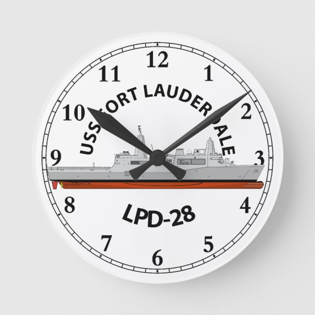 USS FORT LAUDERDALE, LPD-28, SAN ANTONIO RUNDE WANDUHR (Vorderseite)