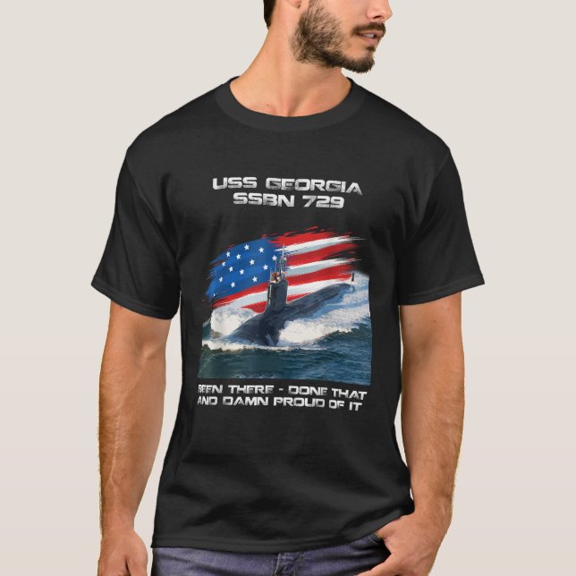 USS Georgia SSBN 729 American Flag U-Boot Veter T-Shirt (Vorderseite)