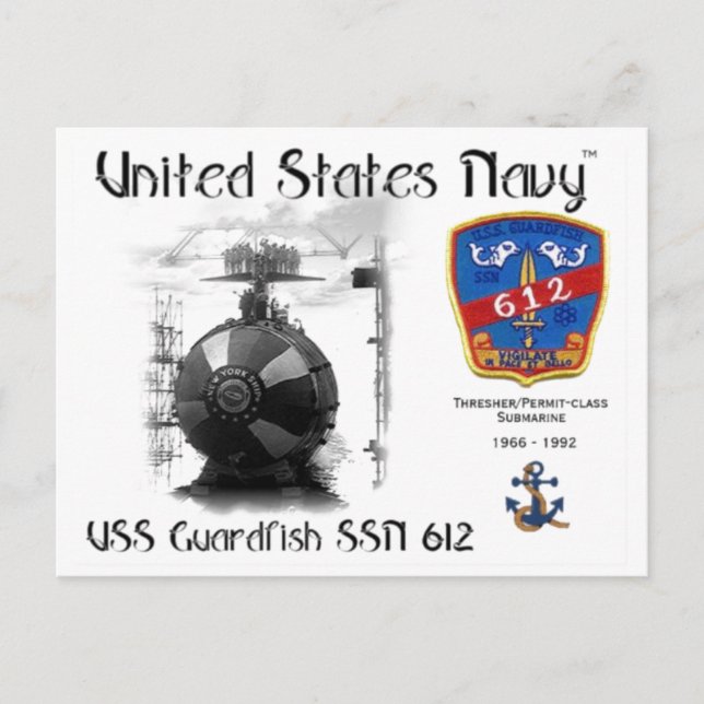 USS GUARDFISH SSN-612 POSTCARD POSTKARTE (Vorderseite)