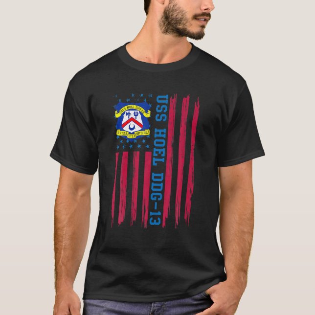 USS Hotel DDG-13 American Flag Veteran Veteran's D T-Shirt (Vorderseite)