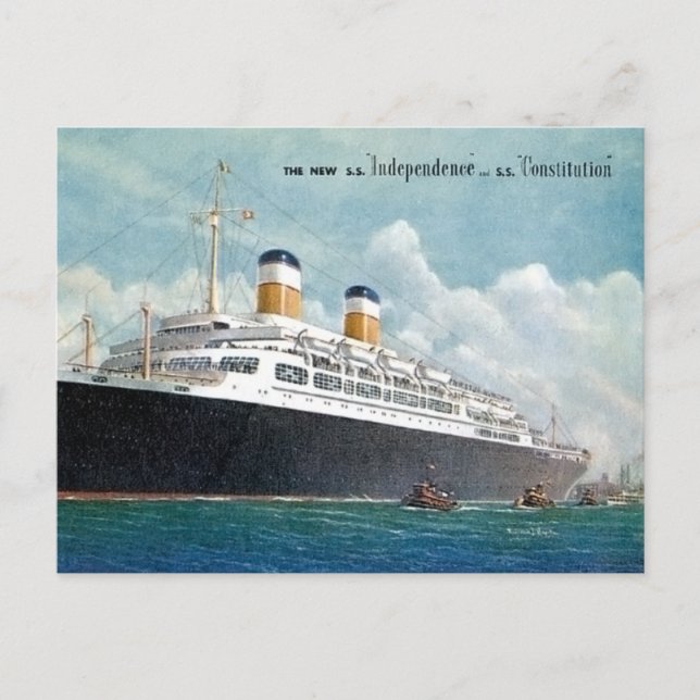 USS Independence & SS-Verfassung Vintag Postkarte (Vorderseite)