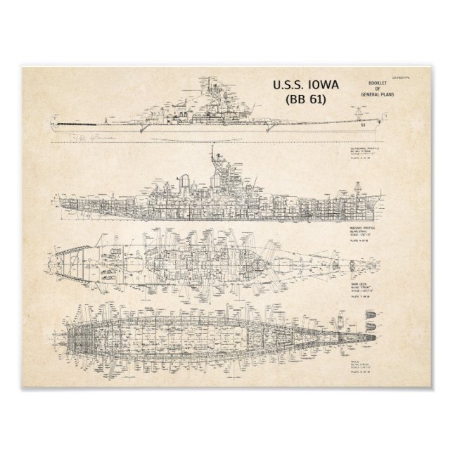 USS Iowa Blueprints Fotodruck (Vorne)