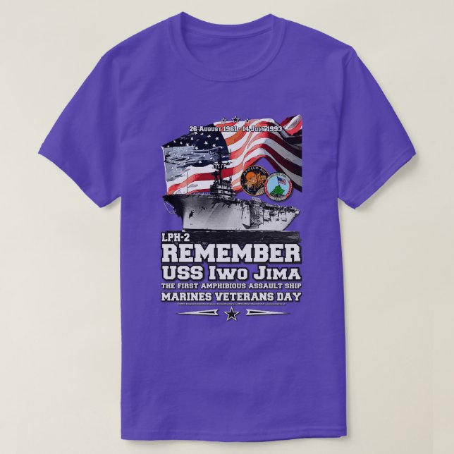 USS Iwo Jima LHD7 Amphibienschiff-Veteranen T-Shirt (Design vorne)