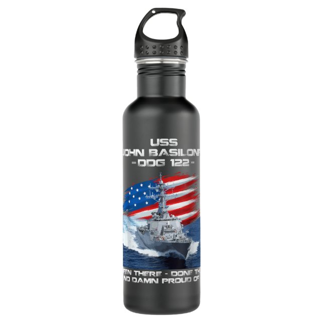 USS John Basilone DDG-122 Destroyer Ship USA Flag  Edelstahlflasche (Vorderseite)