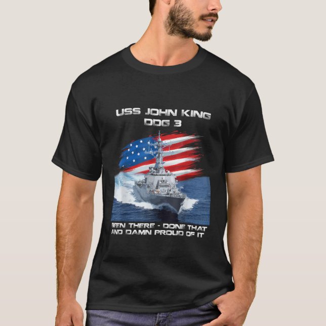 USS John King DDG 3 Destroyer Ship USA Flag Vetera T-Shirt (Vorderseite)