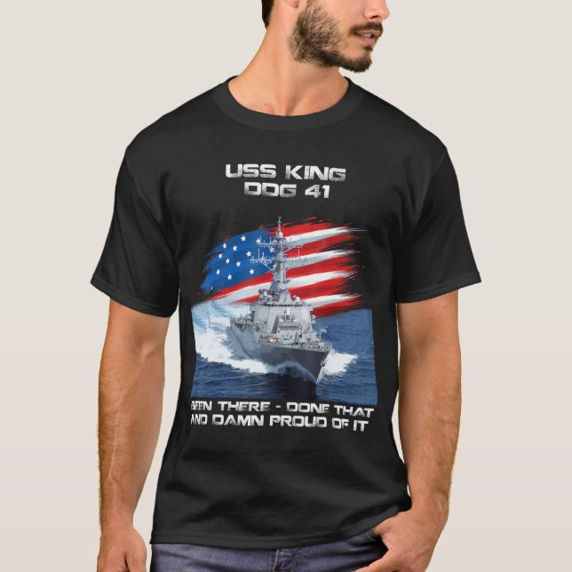 USS King DDG-41 Destroyer Ship USA Flag Veteran Xm T-Shirt (Vorderseite)