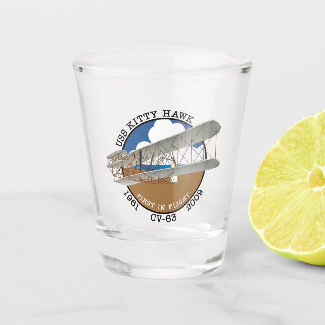 USS KITTY HAWK CV-63 1961-2009 SHOT GLASS SCHNAPSGLAS (Vorderseite)