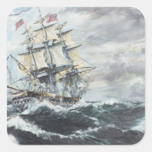 USS-Konstitutionsköpfe für MAJESTÄT Fregatte Quadratischer Aufkleber
