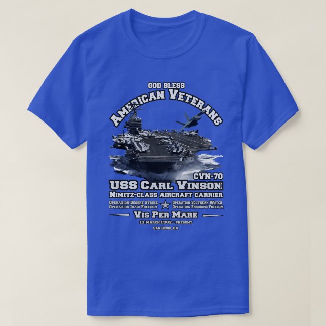USS l Vinson CVN70 Flugzeugträger T-Shirt (Design vorne)