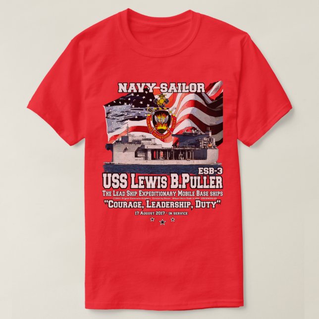 USS Lewis B Puller ESB3 Schiffsveteranen T-Shirt (Design vorne)