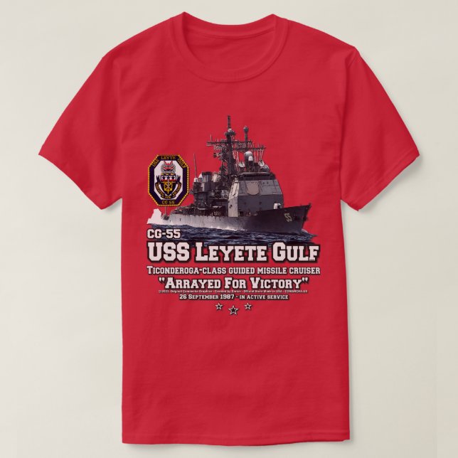 USS Leyte Gulf CG55 Navy Cruiser T-Shirt (Design vorne)