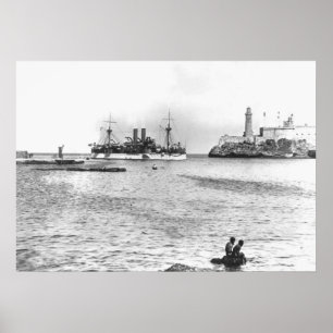 USS Maine im Hafen von Havanna Poster