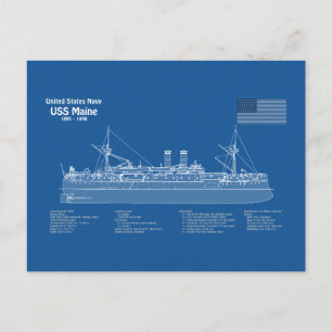 USS Maine - Pläne für Schiffskonzepte ABD Postkarte