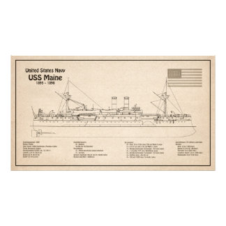 USS Maine - Schiffsplänen SD Fotodruck