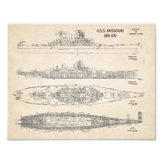 USS MISSOURI Blueprints Fotodruck (Vorne)