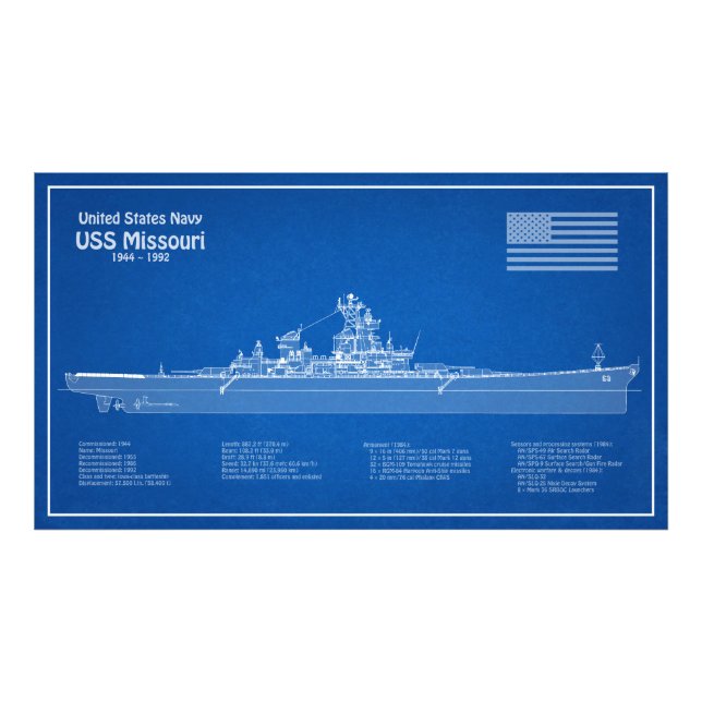 USS Missouri - Pläne für Schiffskonzepte ABD Fotodruck (Vorne)