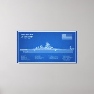 USS Missouri - Pläne für Schiffskonzepte ABD Leinwanddruck