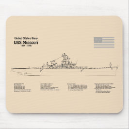 USS Missouri - Schiffs-Blueprint-Pläne SD Mousepad