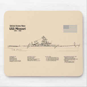 USS Missouri - Schiffs-Blueprint-Pläne SD Mousepad