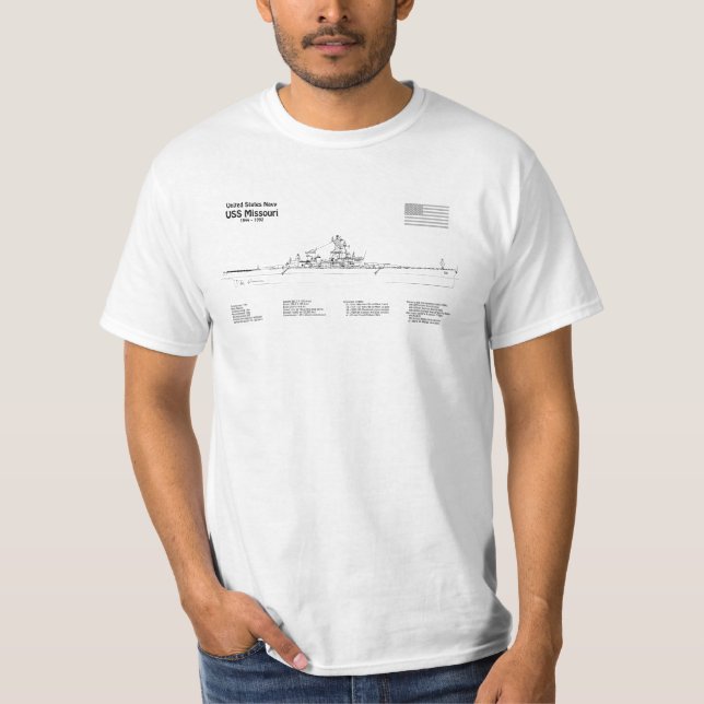 USS Missouri - Schiffs-Blueprint-Pläne SD T-Shirt (Vorderseite)