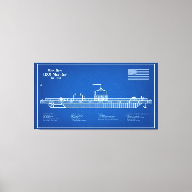 USS Monitor - Pläne für Schiffskonzepte ABD Leinwanddruck (Vorderseite)