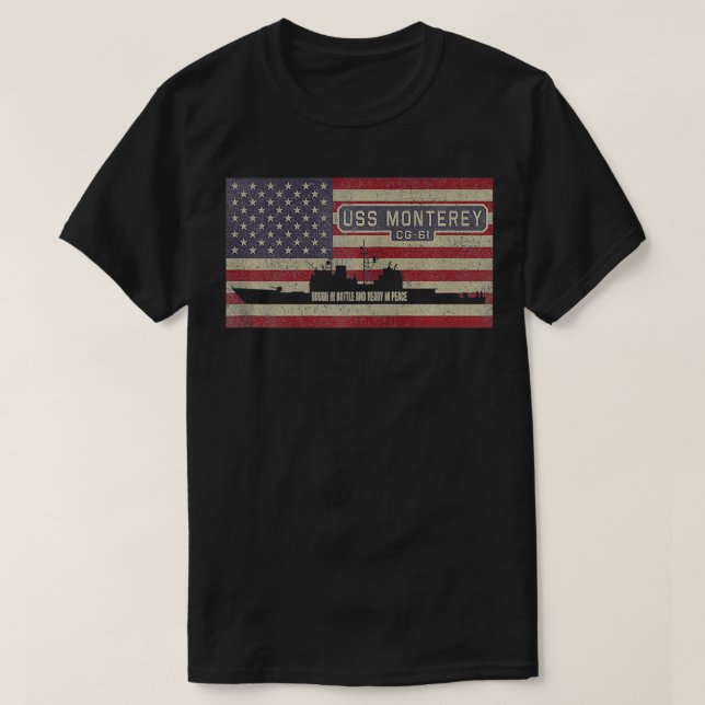 USS Monterey CG61 Cruiser Ship USA American Flag Z T-Shirt (Design vorne)