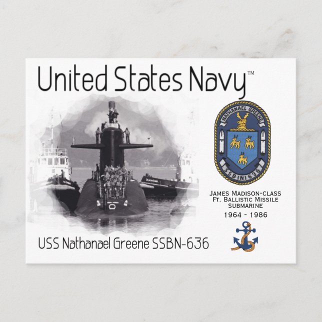 USS NATHANAEL GREENE SSBN-636 SUB - POSTCARD POSTKARTE (Vorderseite)