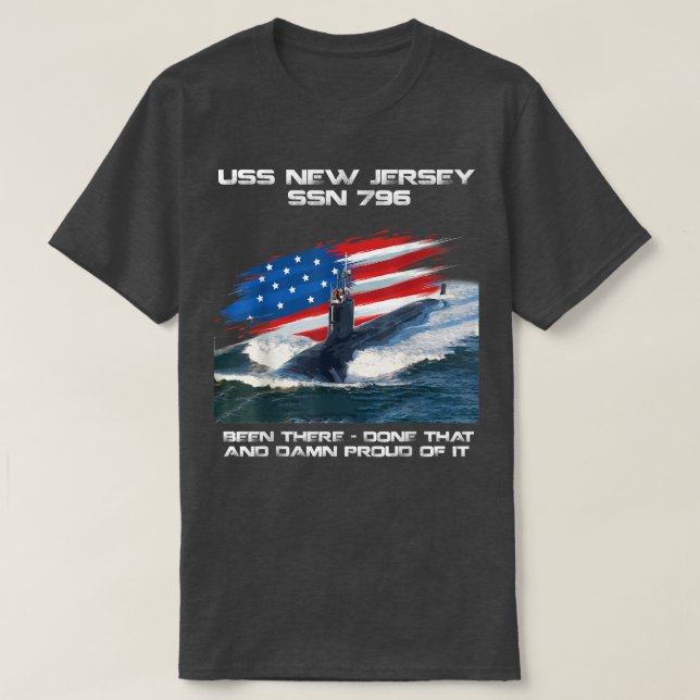 USS New Jersey SSN796 American Flag Submarine Vete T-Shirt (Design vorne)