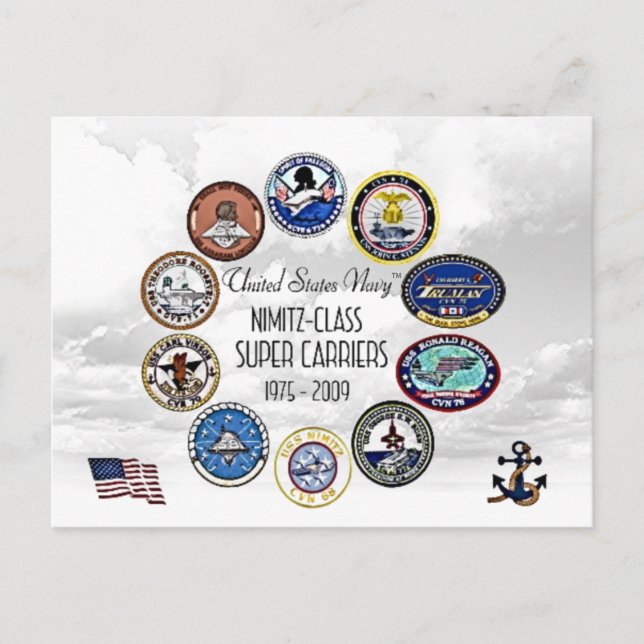 USS NIMITZ CLASS AIRCRAFT CARRIERS - POSTCARD POSTKARTE (Vorderseite)