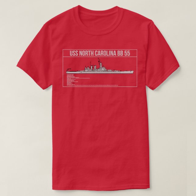 USS North olina BB 55 T-Shirt (Design vorne)