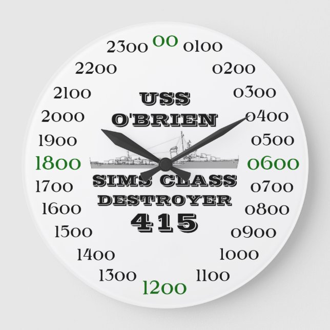USS O'Brien (DD-415) Große Wanduhr (Vorderseite)