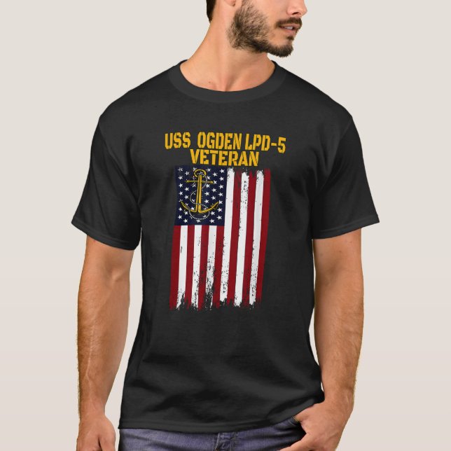 USS Ogden LPD 5 Amphibien Transport Docks Veteran T-Shirt (Vorderseite)