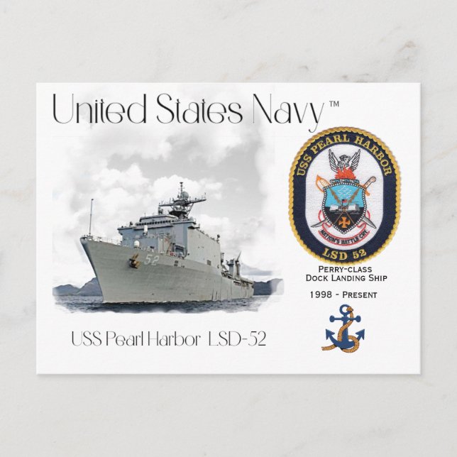 USS PEARL HARBOR LSD-52 DOCK LANDING SHIP POSTKARTE (Vorderseite)