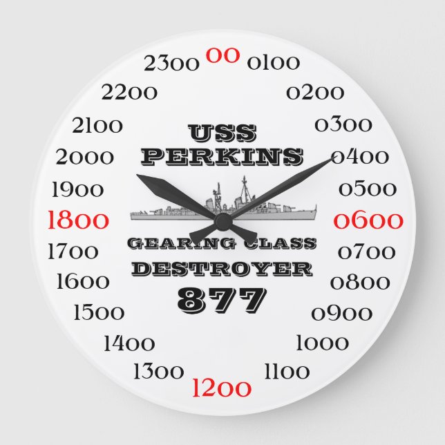 USS PERKINS (DD/DDR-877) GROßE WANDUHR (Vorderseite)