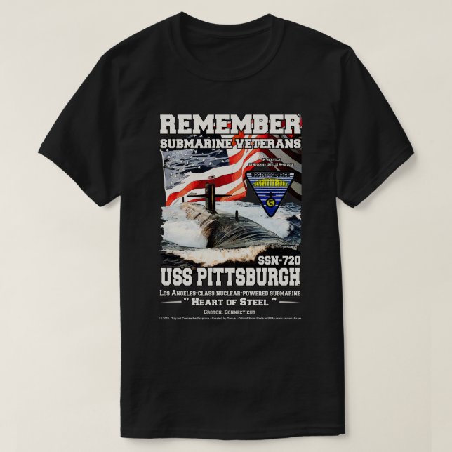 USS Pittsburgh SSN720 U-Veteranen T-Shirt (Design vorne)