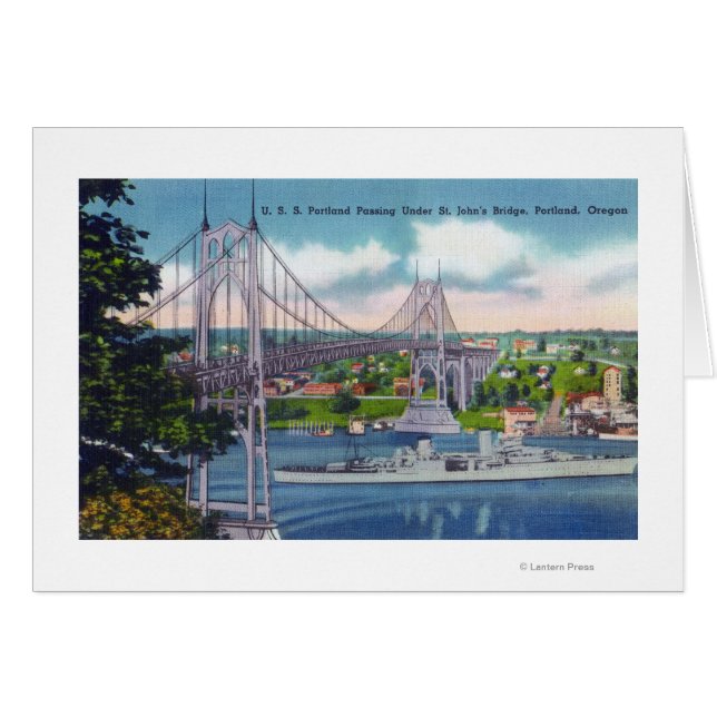 USS Portland Passing Under St. John's Bridge (Vorderseite (Horizontal))
