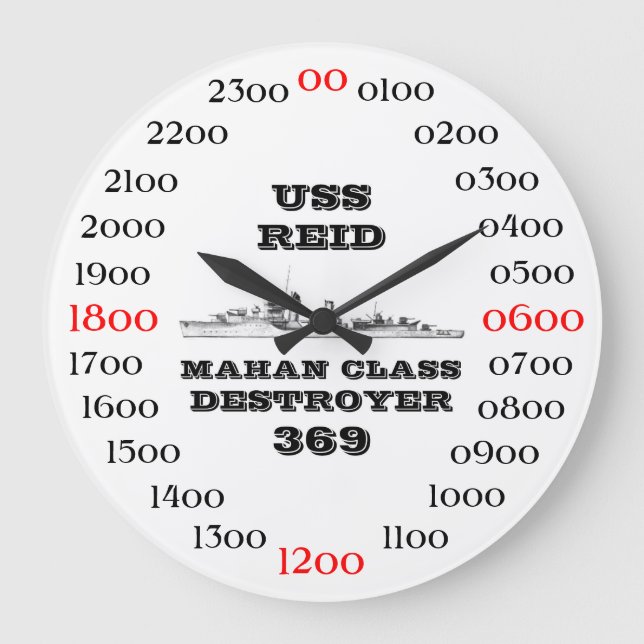 USS Reid (DD-369) Große Wanduhr (Vorderseite)