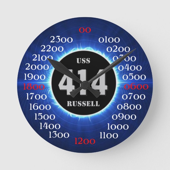 USS Russell (414) Runde Wanduhr (Vorderseite)