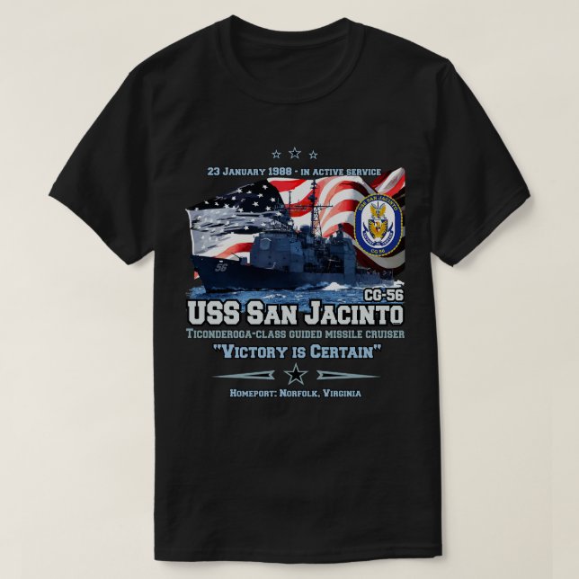 USS San Jacinto CG56 Cruiser T-Shirt (Design vorne)