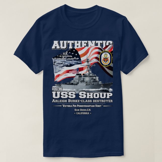USS Shoup DDG86 Destroyer T-Shirt (Design vorne)